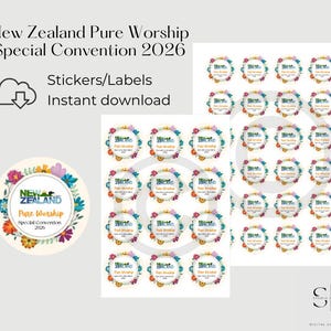 Neuseeland, Auckland JW Special Convention 2026 Druckbare Aufkleber, Sofort Download - x12, x24 auf A4 & individuelles Aufkleberdesign