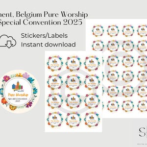 Belgien, Ghent 2025 JW Sonderkonvention Druckbare Aufkleber, sofortiger digitaler Download - x12 und x24 auf A4 und individuelles Aufkleberdesign