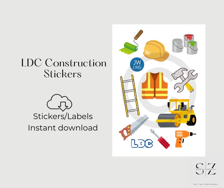 JW LDC Printable Construction Stickers | Instant Digital Download ...