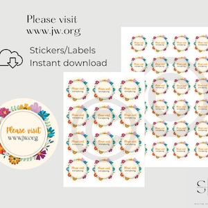 May include: A sheet of printable stickers featuring a floral design with the text "Please visit www.jw.org".