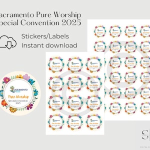 Sacramento, Californie 2025 JW Convention spéciale imprimable Stickers, téléchargement numérique - x12 et x24 sur A4 et conception d'autocollants individuels
