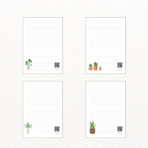 Papel rayado para escritura de cartas JW - Archivos digitales A4 y A5 de x4 con temática de plantas con código Qr JW.ORG - Imprimible