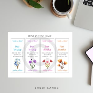 Pure Worship Convention JW Printable Bookmarks, Instant Download - x4 on A4 and Letter Paper