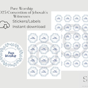 Pure Worship Convention 2025 Printable Stickers, Instant Digital Download - x24 square or round on A4