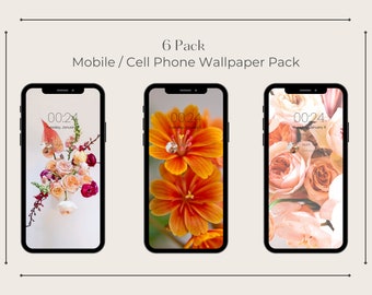 Vibrant Flower Photo Collection: Set of 6 Stunning Flower Phone Wallpaper Background - Instant Digital Download,Nature Inspired,Bridal Inspo