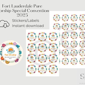 Adesivi stampabili per la Convention Speciale JW di Fort Lauderdale 2025, download digitale - 12, 24 adesivi in formato A4 e design personalizzato - Florida