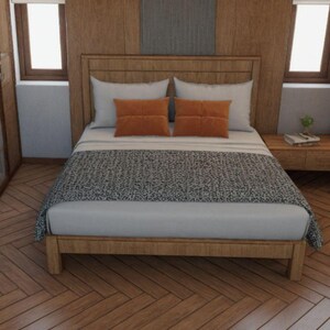 Modern Farmhouse Bed Frame Plan: DIY Woodworking (PDF Download)