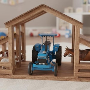 Speelkamerspeelgoedschuur met stallenplattegrond: poppen, houtbewerkingsproject (pdf-download)