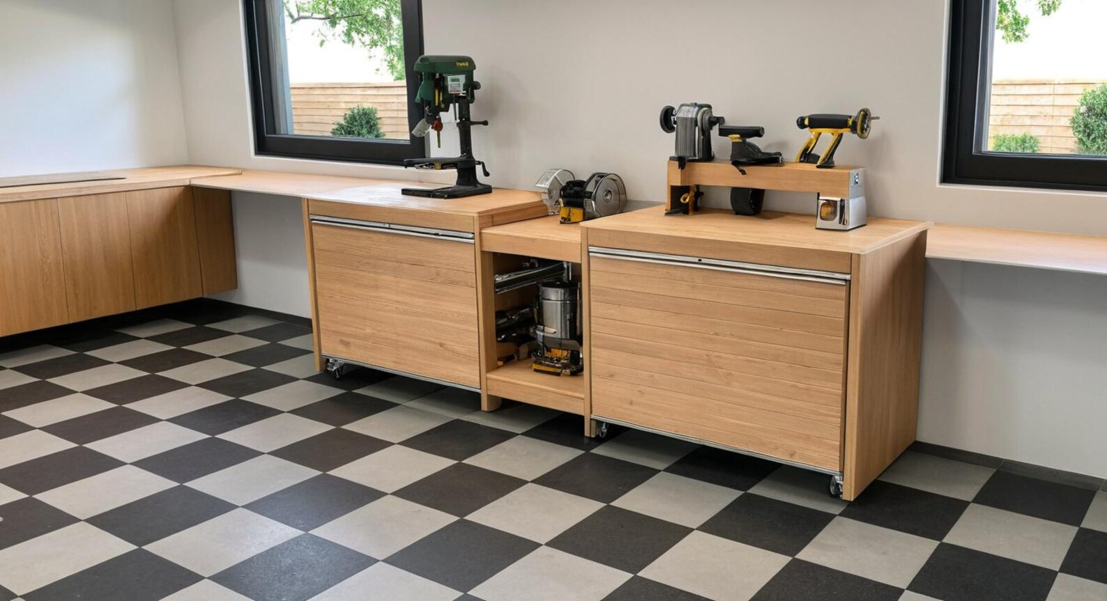 Roll Away Workbench Plans: DIY Garage Storage With Miter Saw Stand (PDF ...