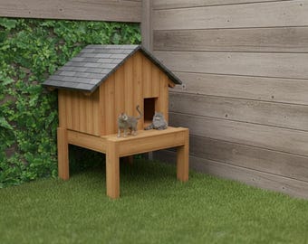 Casinha de madeira isolada para gatos no jardim: Mobiliário de exterior com guia para iniciantes (PDF digital)