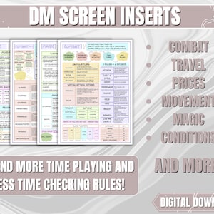 Printable Dungeons and Dragons DM Screen Inserts for 5e | A4 & US ...