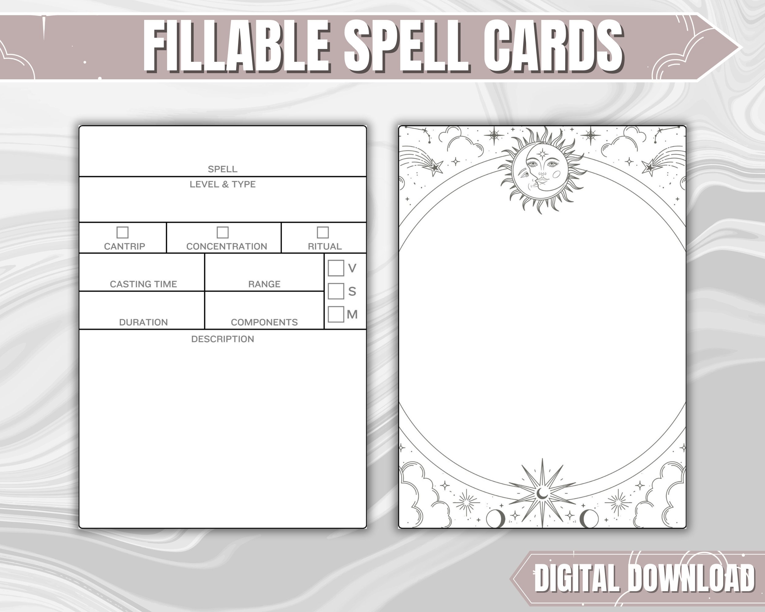 DND Spell Cards ENGLISH VERSION Dungeons and Dragons 5th Edition Blank DND Spell Cards ENGLISH VERSION Dungeons and Dragons 5th Edition Blank