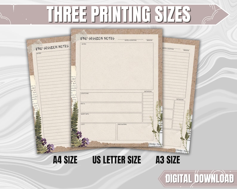 Dungeons and Dragons 5th Edition PDF Form Fillable Session Notes Dnd DM ...