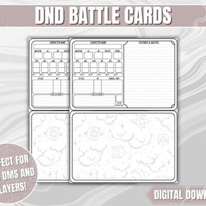 Cartas de Batalha DND | Dungeons and Dragons 5ª Edição Cartas de Rastreador de Batalha em PDF em Branco para Preencher para Dms e Jogadores | Presentes de Dm
