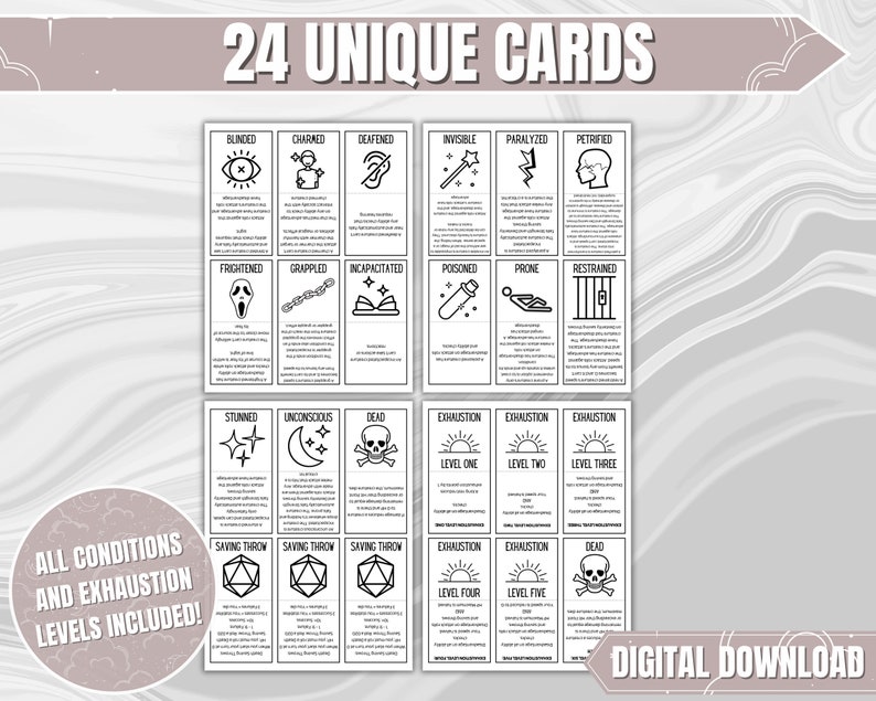 DND Condition Cards | Dungeons and Dragons 5th Edition PDF Printable ...