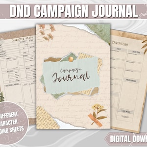 Diário de Personagem Dnd | Pacote de Diário de Personagem PDF Estilo Scrapbook Dungeons and Dragons 5ª Edição para Preencher | Presentes DND para Mestre e Jogadores |