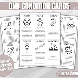 DND Zustand Karten | Dungeons and Dragons 5th Edition PDF Druckbare Zustands Token Karten für Dm und Spieler | DND Digital Download Karten |