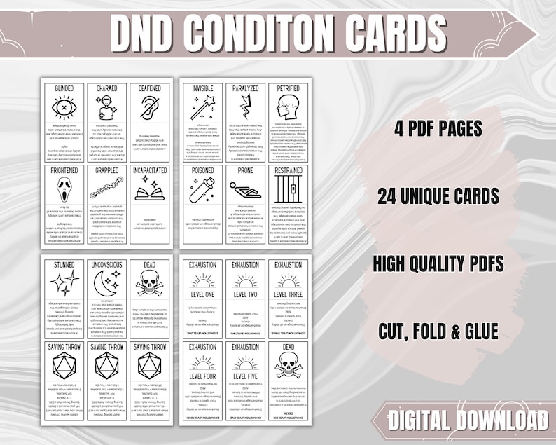 DND Condition Cards | Dungeons and Dragons 5th Edition PDF Printable ...