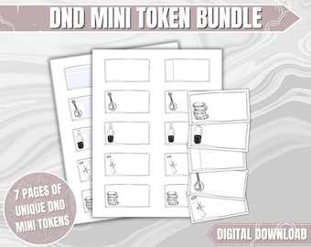 DND Token Bundle | Dungeons and Dragons 5th Edition PDF Form Fillable Mini Handout Cards | Dnd DM and Player Tools | Dnd Printable Prop |