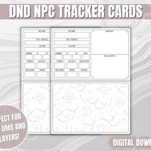 Cartões de Rastreador de NPC DND | Dungeons and Dragons 5ª Edição Cartões de Rastreador de NPC em PDF em Branco para Preencher para Dms e Jogadores | Presentes de Dm