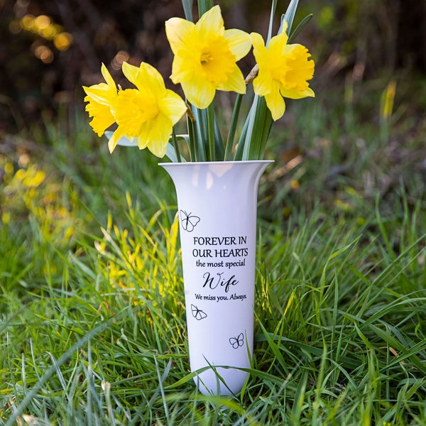Memorial Vase for Wife – Graveside Butterfly Design