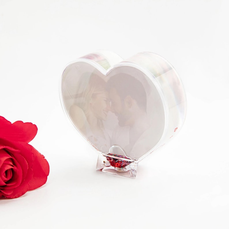 Heart Shape Snow Globe With Glitter - Heart Globe Photo Gift With Photo ...