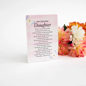 Carte commémorative fille pour Graveside - Carte commémorative résistante aux intempéries Graveside pour fille - Carte Graveside