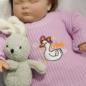 Custom Name Baby Sweater, Personalized Name Baby Sweater, Embroidery Cute Goose Sweater, Baby Shower Gift, Newborn Gift, Baby Birthday Gift