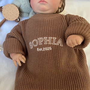 Custom Name and Birth Year Baby Sweater, Personalized Baby Gift, Baby Announcement, Baby Shower Gift, Newborn Gift, Gift For Baby Girls Boy