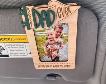 Personalized Father's Day Photo Frame Gift, Creative Wooden Crafts Photo Frame, Photo Car Visor Clip