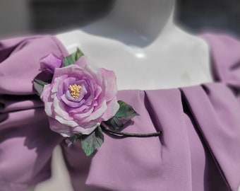 Fabric rose brooch