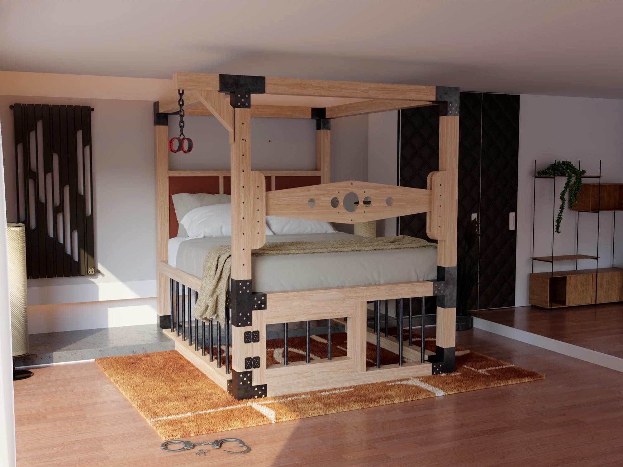 Modular BDSM Bed Plan PDF, DIY Adult Kink Furniture With Pillory Cage ...