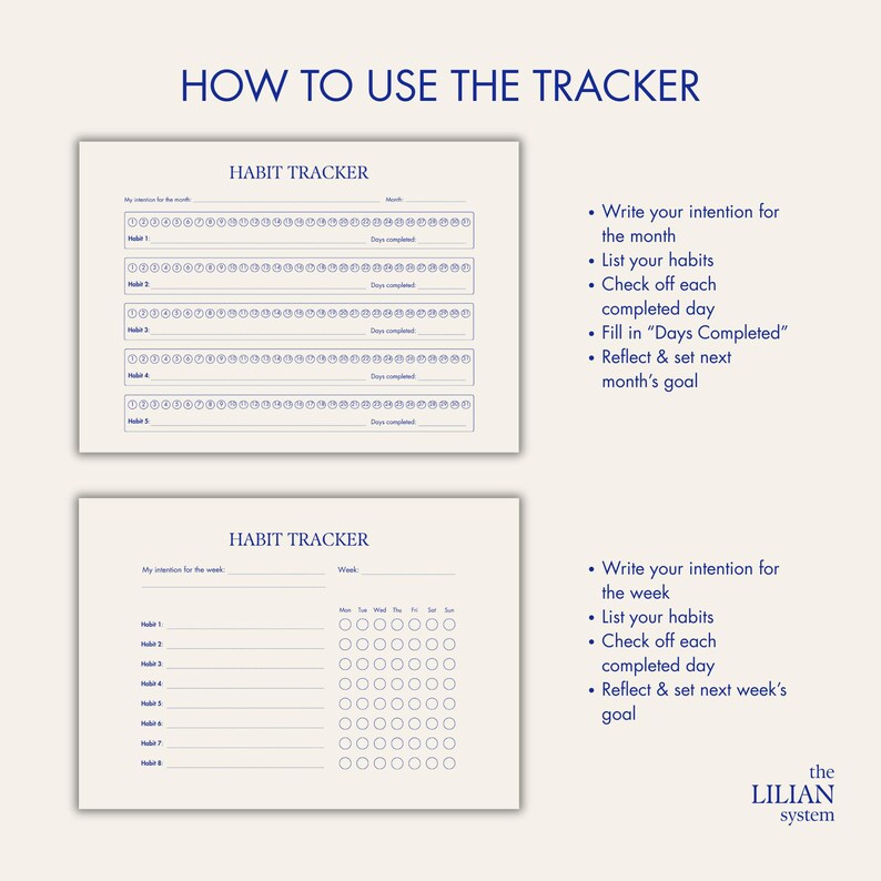 Monthly & Weekly Habit Tracker Printable | Daily Routine Tracker PDF ...