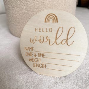 Carte d'étape de naissance / carte de rappel de naissance / dates de naissance du nouveau-né / nom et poids du bébé / bonjour arc-en-ciel du monde