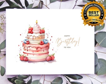 Happy Birthday Card . DIGITAL Download . Printable Birthday Card Featuring Colorful . Printable Happy Birthday Card . Printable Card