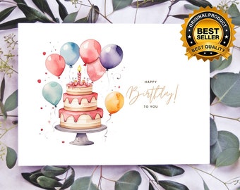 Happy Birthday Card . DIGITAL Download . Printable Birthday Card . Printable Happy Birthday Card . Printable Card