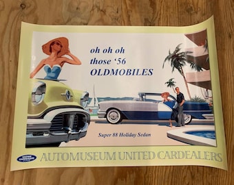 Póster de coche United Cardealers Super 88 Holiday Sedean, impresión retro en color crema, 84 x 59 cm / 33 x 23 pulgadas