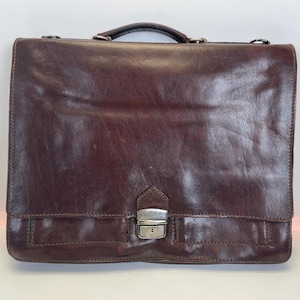 Vintage leren aktetas, chocoladebruin leer