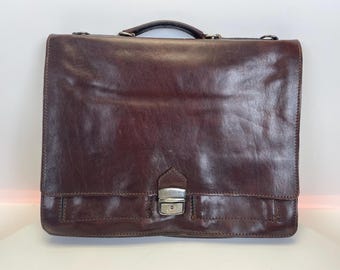 Porte-documents en cuir vintage, cuir marron chocolat