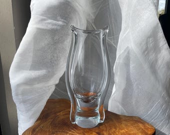 Jarrón vintage holandés de tulipán, de vidrio soplado a mano, estilo clásico de decoración del hogar, pieza llamativa, decoración de mesa auxiliar.