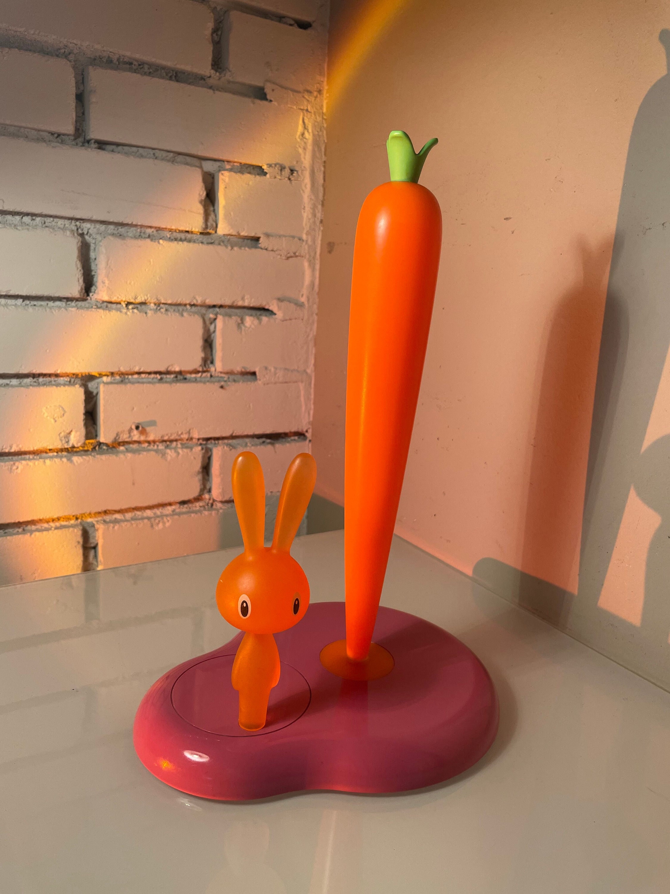 Alessi Bunny Carrot Kitchen Roll Holder in Rare Pink and Orange by Stefano Giovannoni Etsy UK