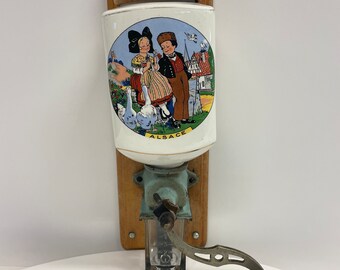 Alsace Vintage Wall Mount Painted Coffee Grinder