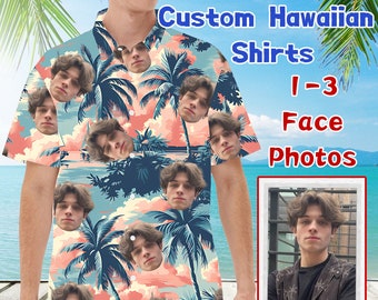 Custom Hawaiian Shirt with Face Portrait, Personalized Summer Beach, Customize Any Pattern You Like, Funny and Unique Gift for Dad Boyfriend