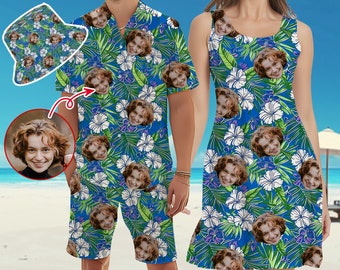 Custom Hawaii Dress for Bachelor Party, Custom Hawaii Shirt with Face, Personalized Men Tropical Beach Shorts, Birthday Hawaii Gift for Them