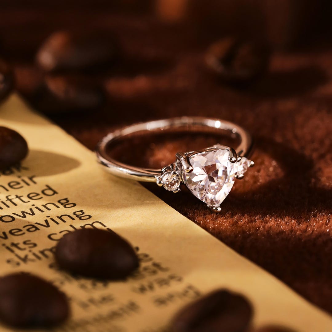 Clear Zirconia Ring With Heart Stone, S925 Sterling Silver