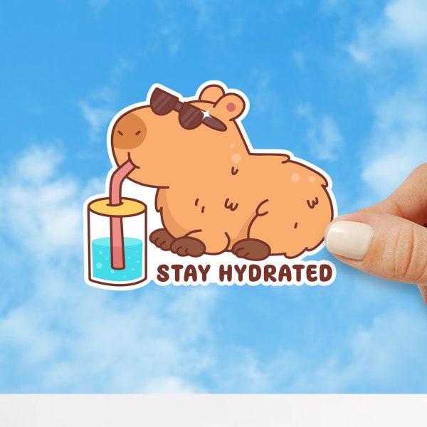 Stay Hydrated Sticker Capybara Sticker for Water Bottle Sticker Waterproof Car Decal for laptop Hydroflask Cute Gift for Friend Sticker Pack