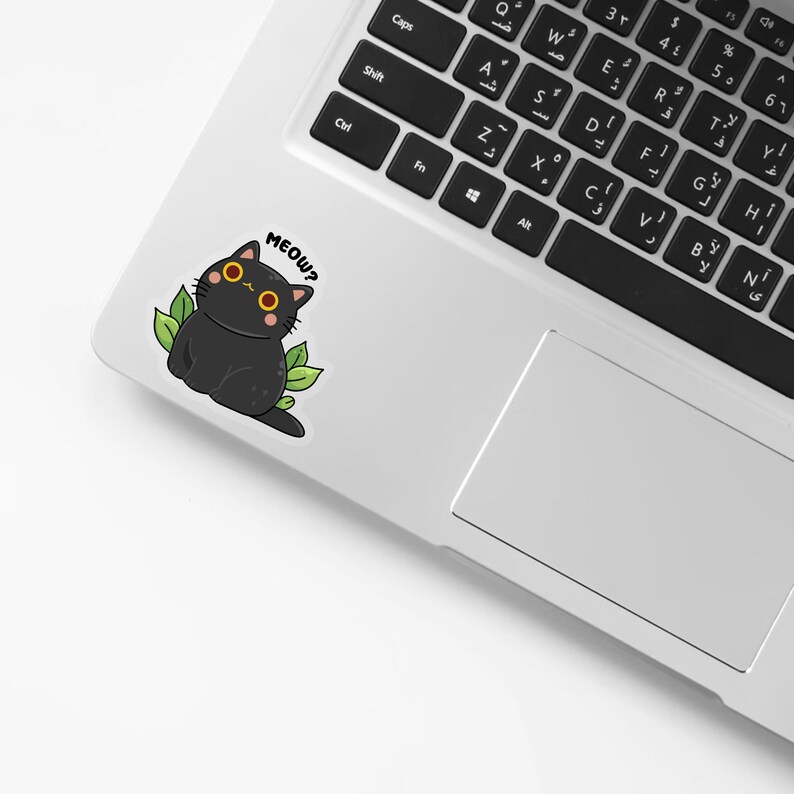 Cute Black Cat Sticker for Water Bottle Sticker Pet Cat Lover Sticker