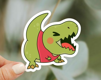 Adorable Dinosaur Sticker T-rex Sticker Laptop TRex Vinyl Sticker Gift for Kids Cute Dinosaur Sticker Green Thumb Sticker Cozy Creature Dyno