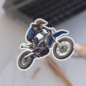 Yamaha Motocross Sticker Dirt Bike Jump Decal Motorcycle Racing Gift Extreme Sports Laptop Sticker MX Rider Vinyl Decal Blue Black Adventure