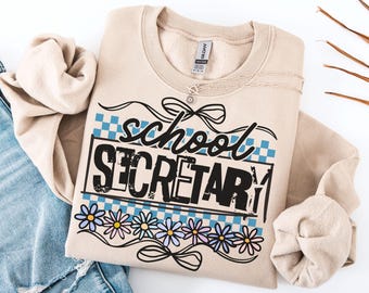 School Secretary Sweatshirt, Front School Office Staff Chaos Coordinator Crewneck, Back to School School Sweater